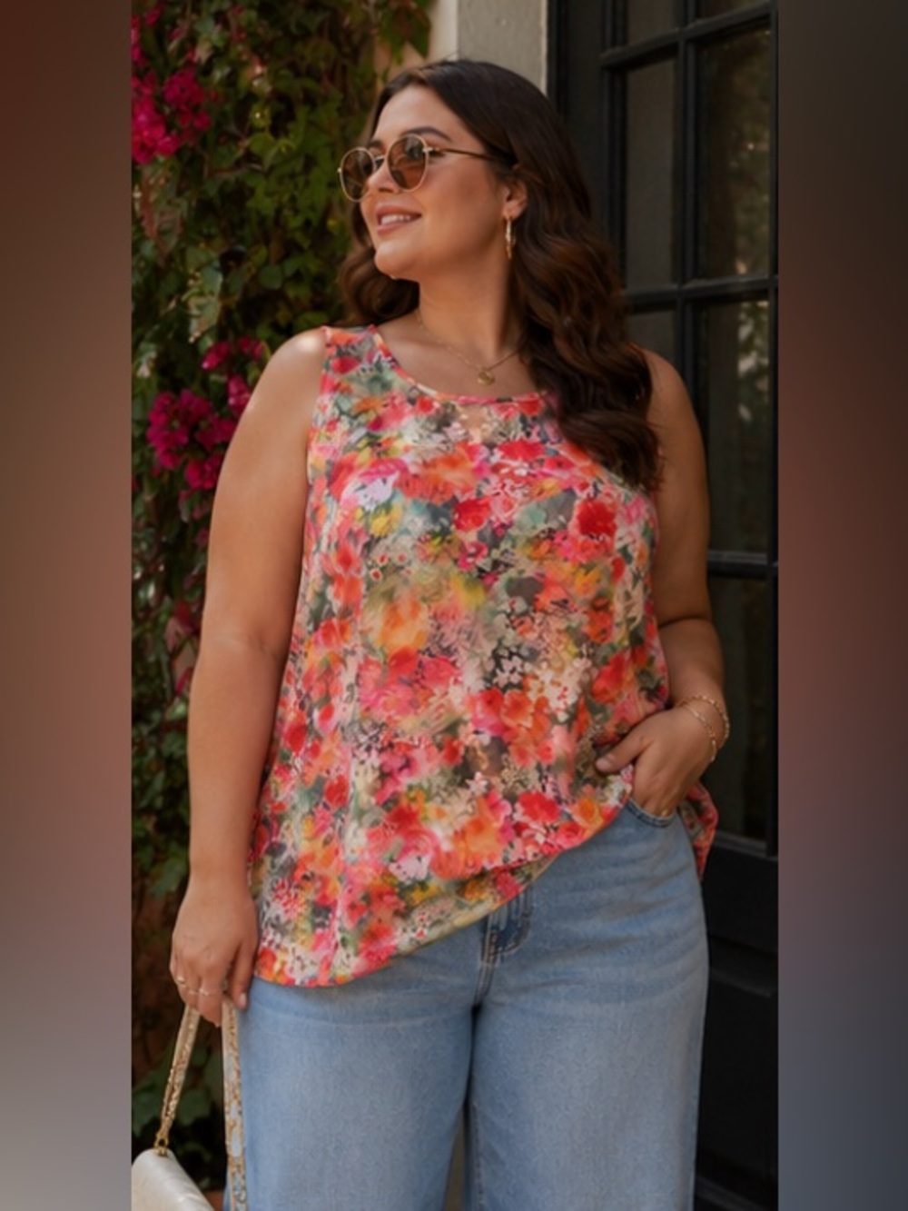 Athleta Floral CoastalChic Resortwear Granola Girl Botanical Refined Zephyr Tank